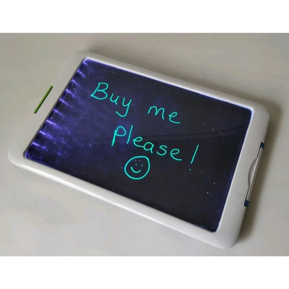Discovery Kids Neon Glow Drawing Easel - Color Markers 5 Light Modes White